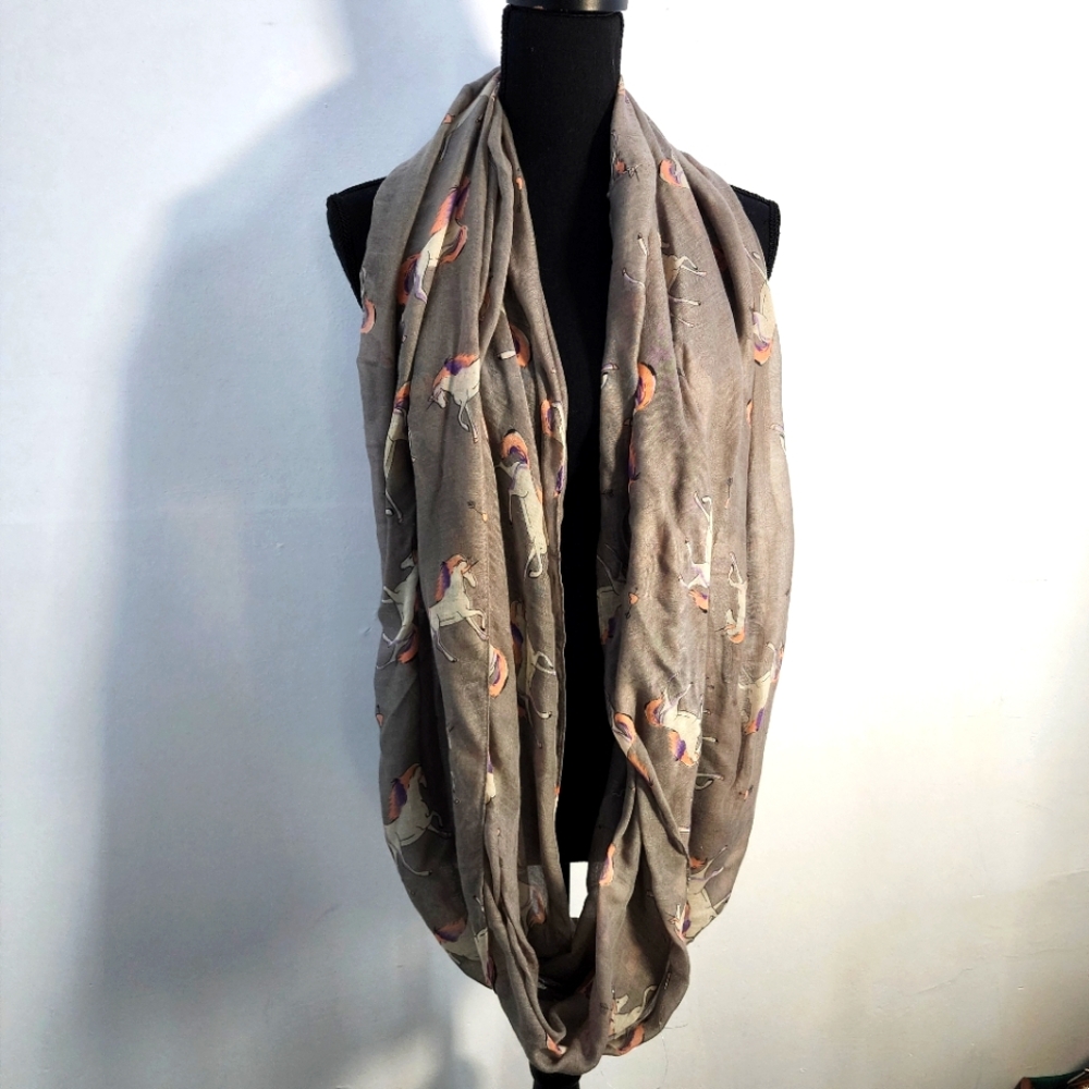 Lina & Lily Unicorn Grey Infinity Scarf